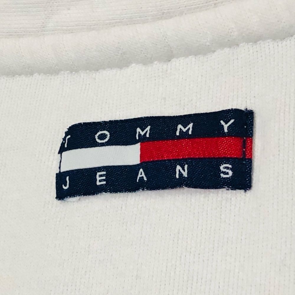 VTG 90s Tommy Hilfiger Sweatshirt Flag Spell Out Signature Jeans Sport Shirt XXL - Picture 2 of 12